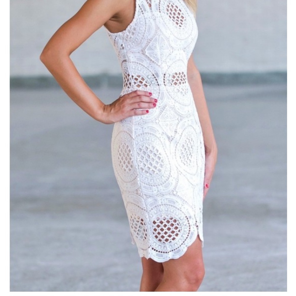 Windsor White Crochet Lace Midi Dress